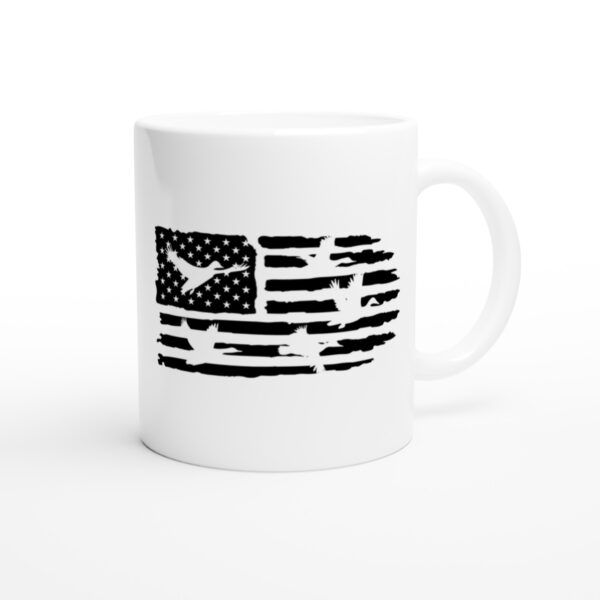 Duck Hunting | American Flag | Hunting white ceramic mug - Side view
