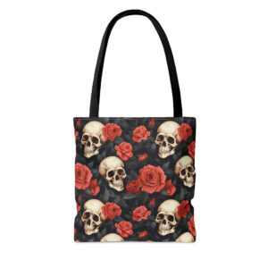Skull and Rose Bag | Gothic Floral Tote Bag