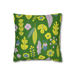 Flowers and Leaves Pillowcase | Cute Floral Throw Pillow Cover