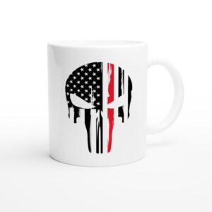 Thin Red Line | American Flag Skull | Firefighter Mug