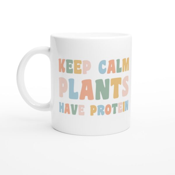 Keep Calm Plants Have Protein | Funny Vegan Mug