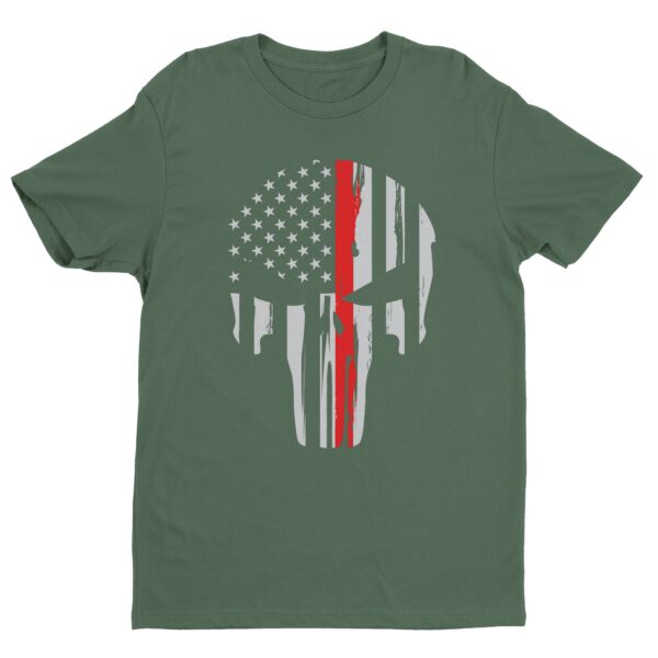 Thin Red Line | American Flag Skull | Firefighter T-shirt