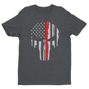 Thin Red Line | American Flag Skull | Firefighter T-shirt