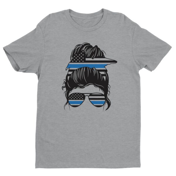 Thin Blue Line | Messy Bun Hair | Police Support T-shirt