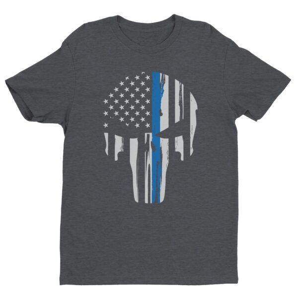 Thin Blue Line | American Flag Skull | Police T-shirt