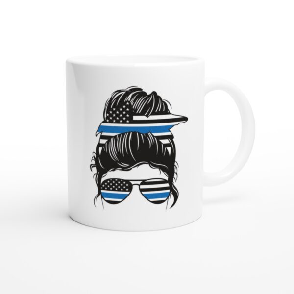 Thin Blue Line | Messy Bun Hair | Police Support Mug