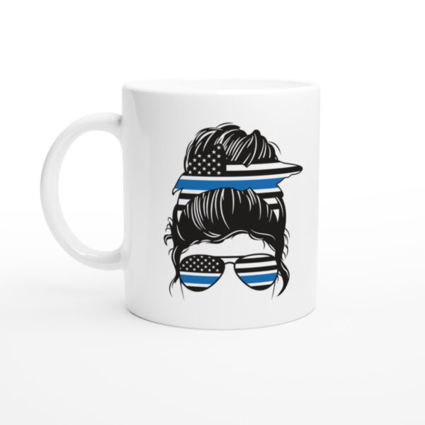 Thin Blue Line | Messy Bun Hair | Police Support Mug