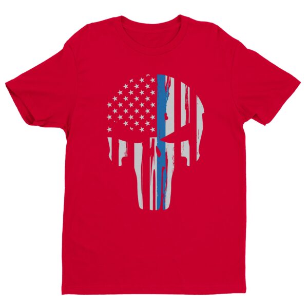 Thin Blue Line | American Flag Skull | Police T-shirt