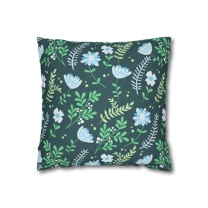 Flowers and Leaves Pillowcase | Floral Throw Pillow Cover