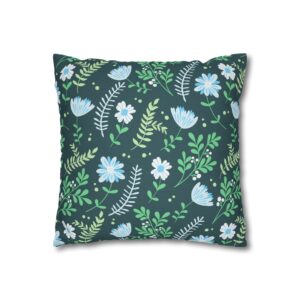 Flowers and Leaves Pillowcase | Floral Throw Pillow Cover