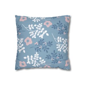 Flowers and Leaves Pillowcase | Floral Throw Pillow Cover