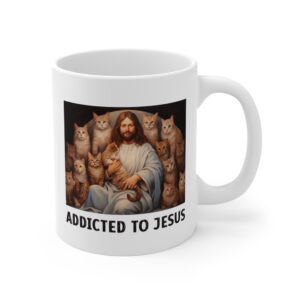 Addicted to Jesus | Funny Christian Mug for Cat Lover