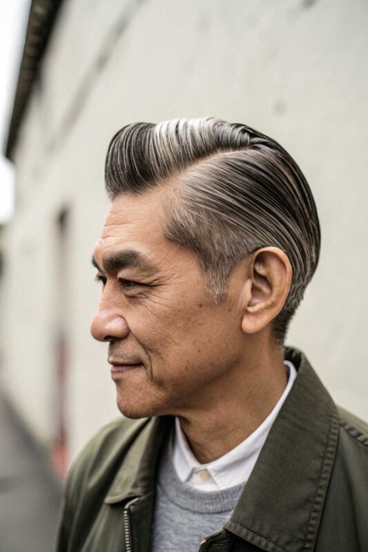 An older man with a classic side-part hairstyle.