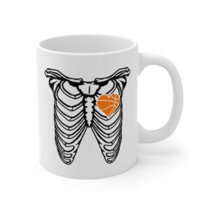 Heart Shaped Basketball Skeleton Rib Cage Mug