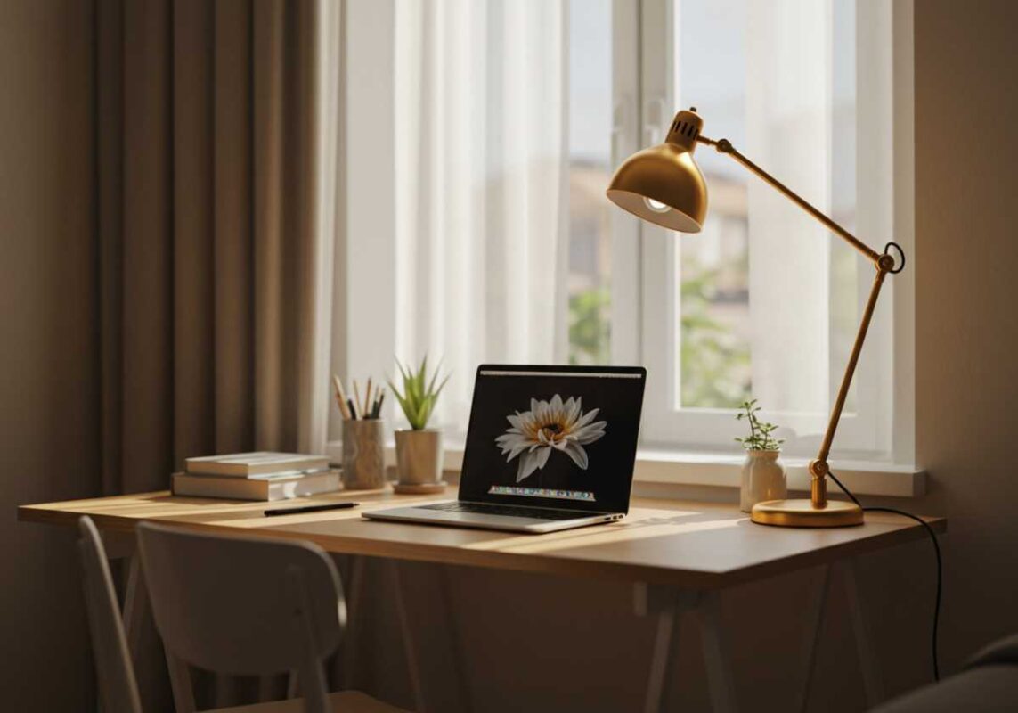 Optimal home office lighting setup.