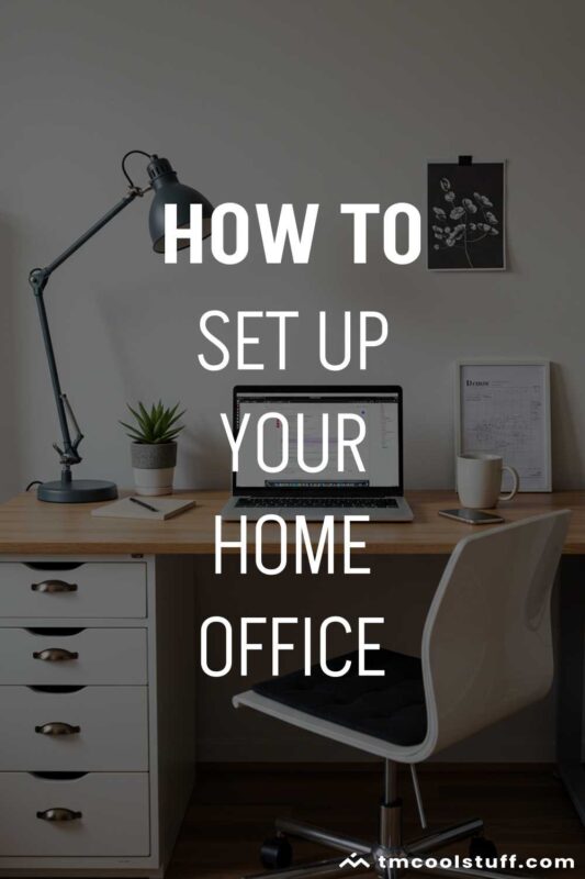 Simple DIY home office setup with IKEA Alex drawers and wooden desktop.