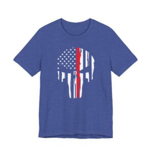 Thin Red Line | American Flag Skull | Firefighter T-shirt