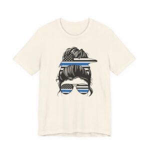 Thin Blue Line | Messy Bun Hair | Police Support T-shirt