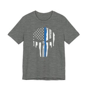 Thin Blue Line | American Flag Skull | Police T-shirt