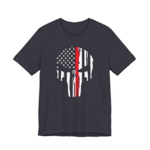 Thin Red Line | American Flag Skull | Firefighter T-shirt