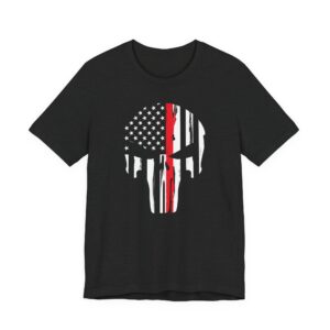 Thin Red Line | American Flag Skull | Firefighter T-shirt
