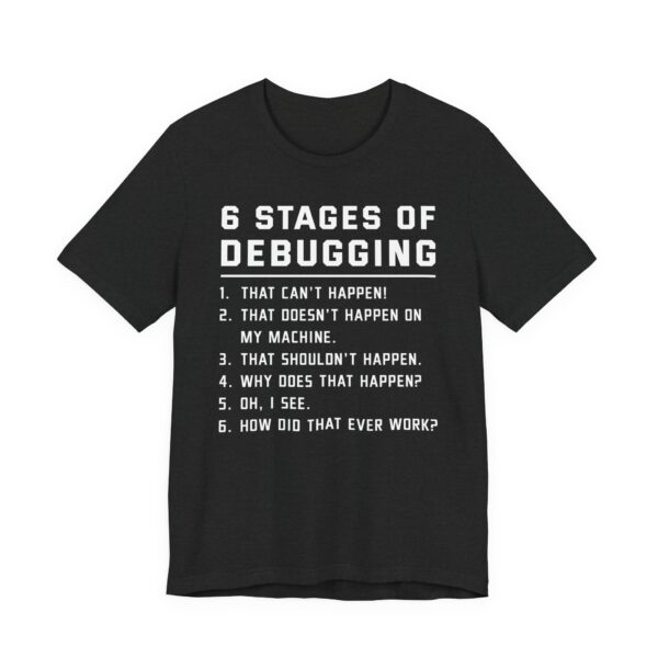 Six Stages of Debugging | Funny Software Engineer T-shirt