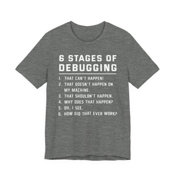 Six Stages of Debugging | Funny Software Engineer T-shirt