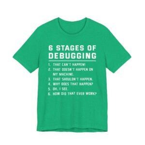 Six Stages of Debugging | Funny Software Engineer T-shirt