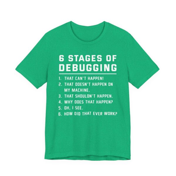 Six Stages of Debugging | Funny Software Engineer T-shirt