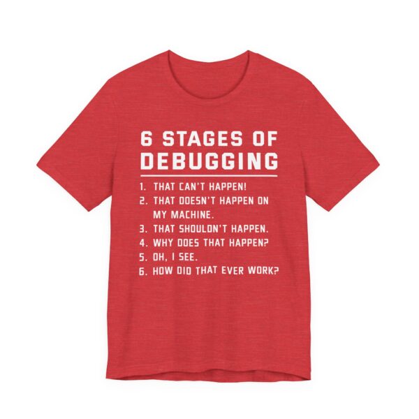 Six Stages of Debugging | Funny Software Engineer T-shirt