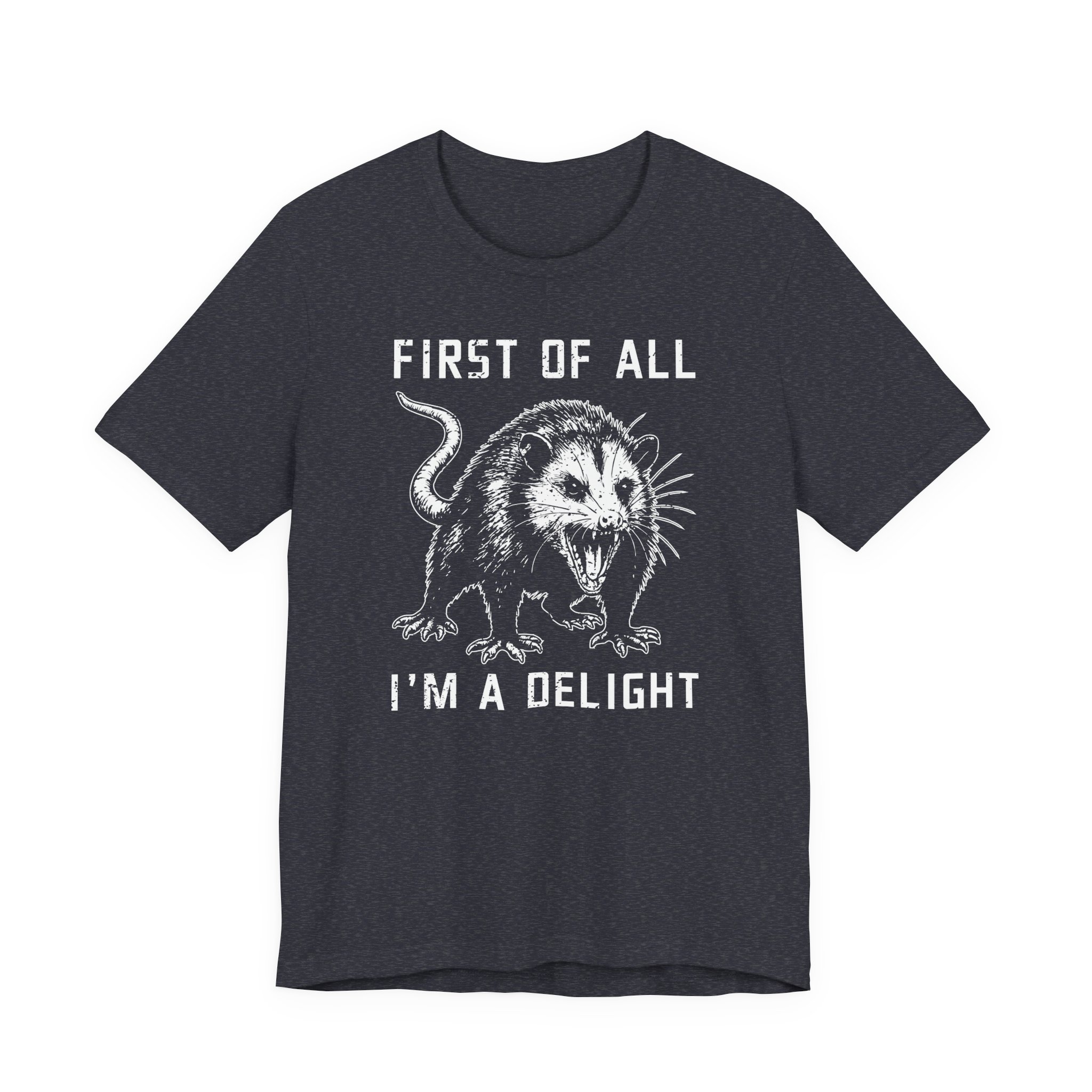 First of All, I'm a Delight | Funny Angry Opossum T-shirt