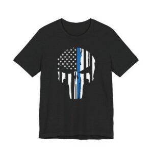 Thin Blue Line | American Flag Skull | Police T-shirt