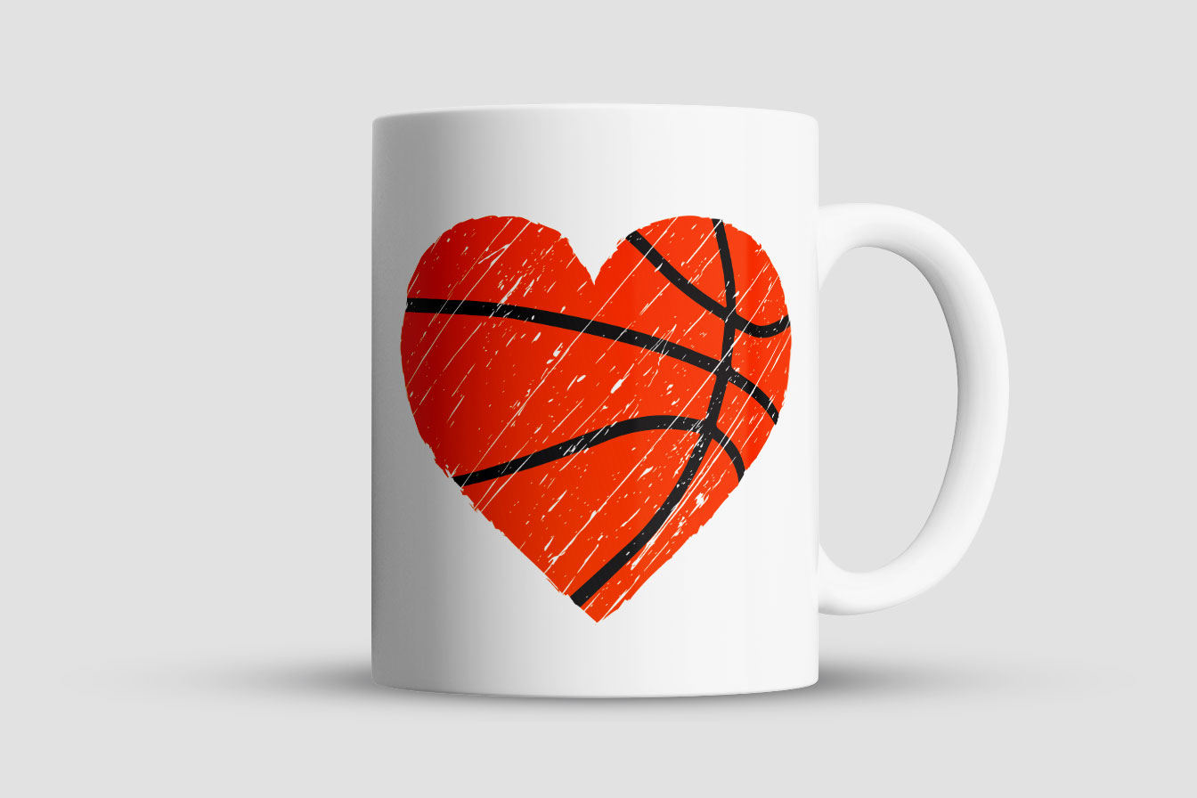 Distressed Basketball Heart Mug Banner
