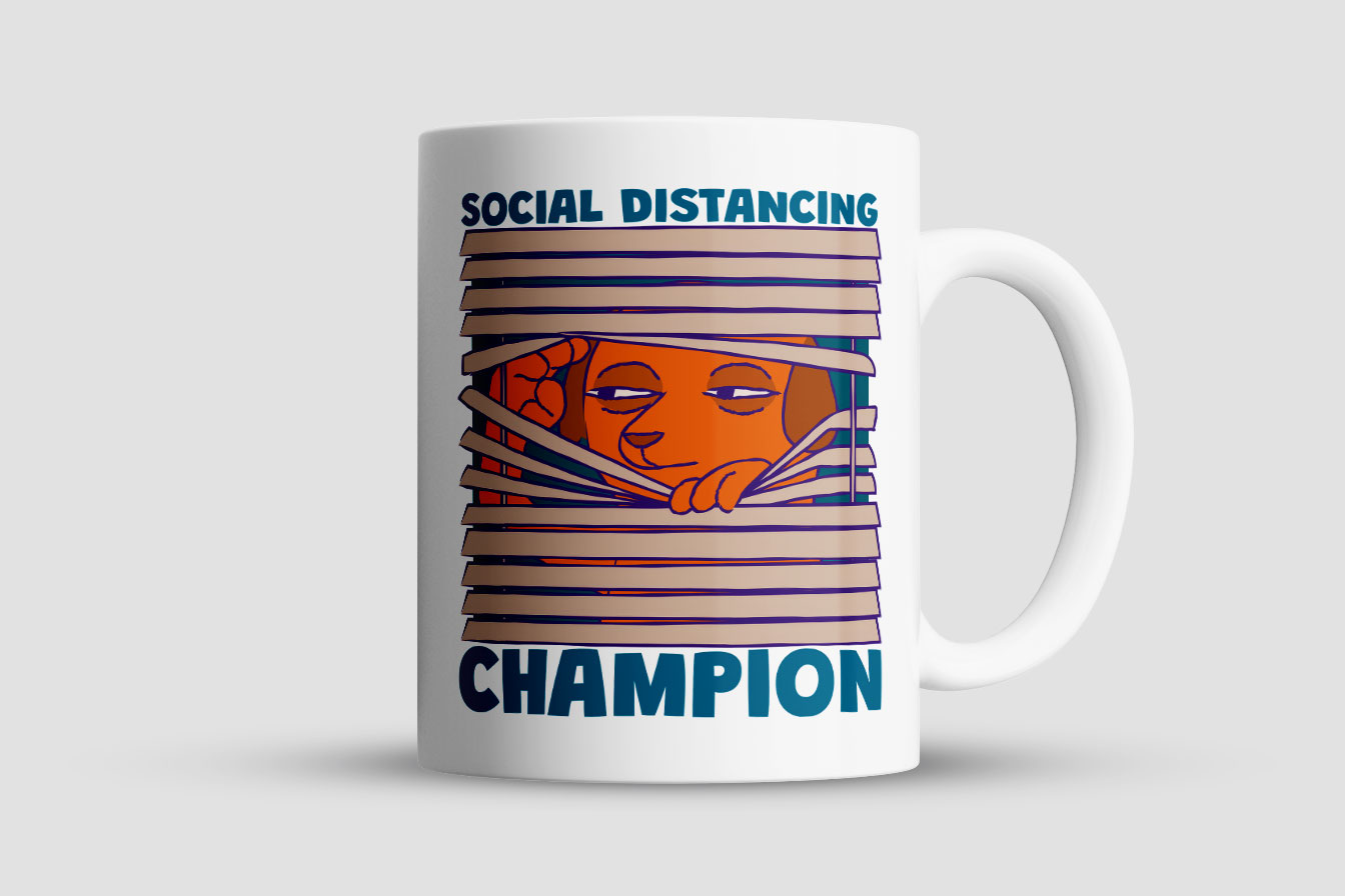 Social Distancing Champion | Funny Introvert Dog Mug Banner