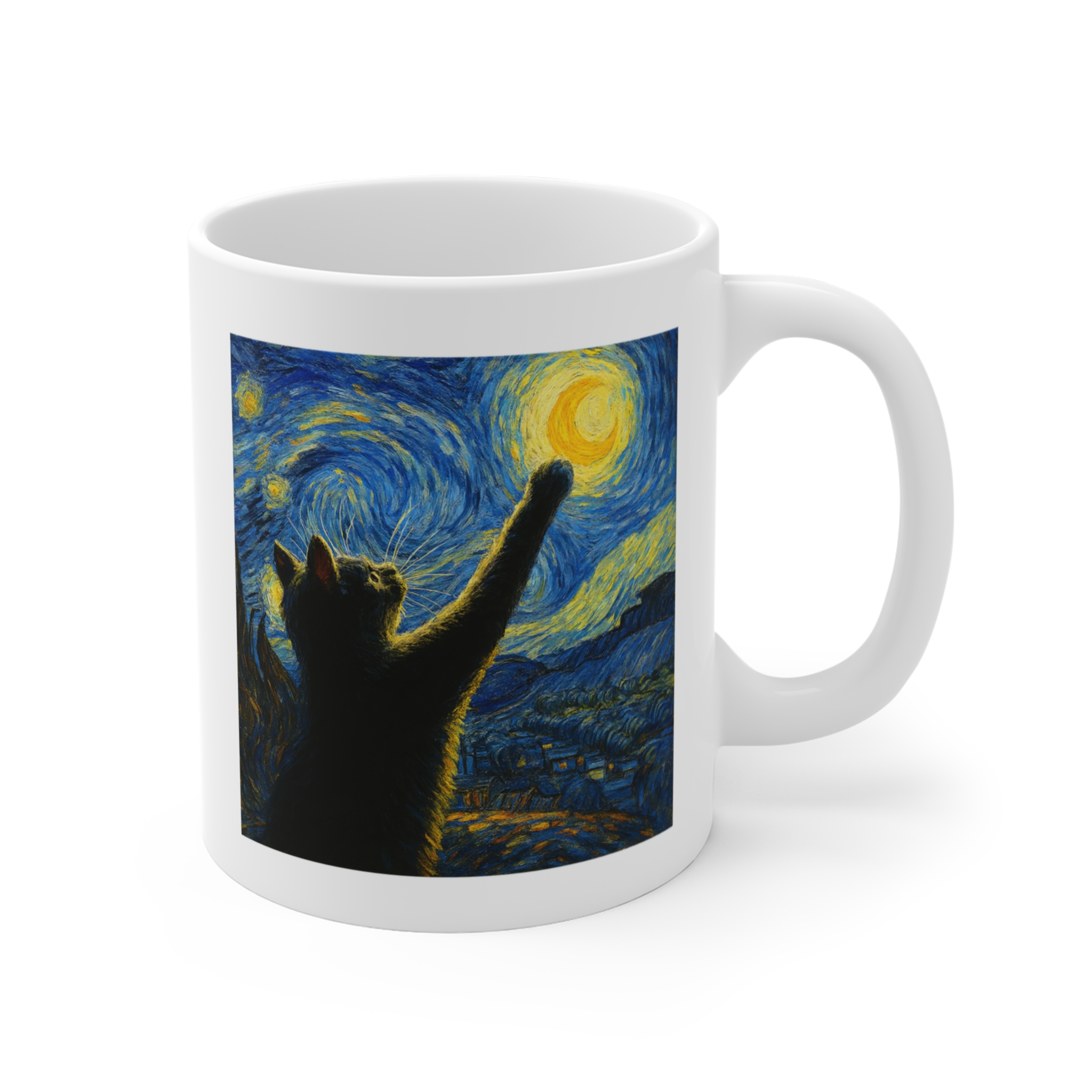 Van Gogh Starry Night Cat Mug