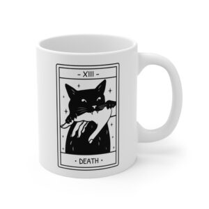 Funny Black Cat Tarot Death Halloween Mug #CA54