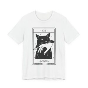 Funny Black Cat Tarot Death Halloween T-Shirt #CA54
