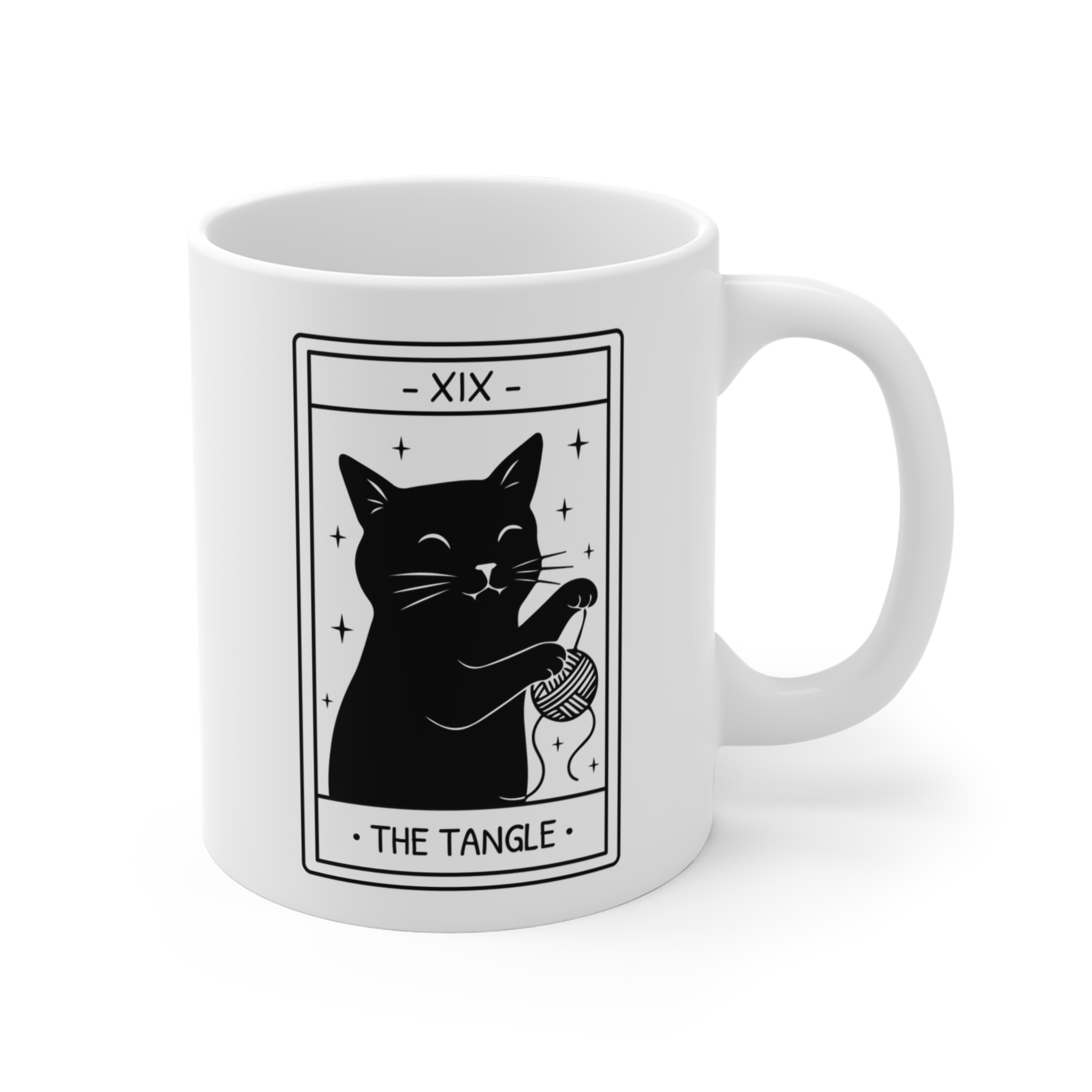 The Tangle | Funny Black Cat Tarot Mug #CA53