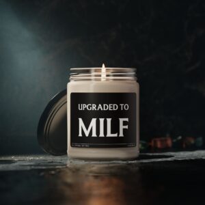 Upgraded to MILF | Funny Expecting Mom Scented Candle
