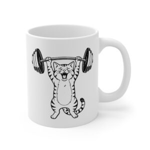 Funny Weightlifting Cat Meme Mug #CA57