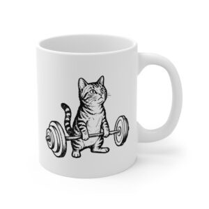 Funny Deadlift Cat Meme Mug