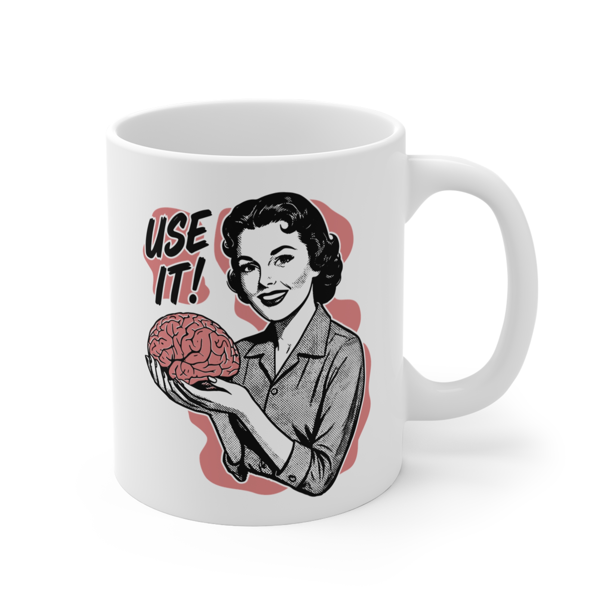 Use Your Brain | Funny 50s Style Ad Parody Mug for Thinkers
