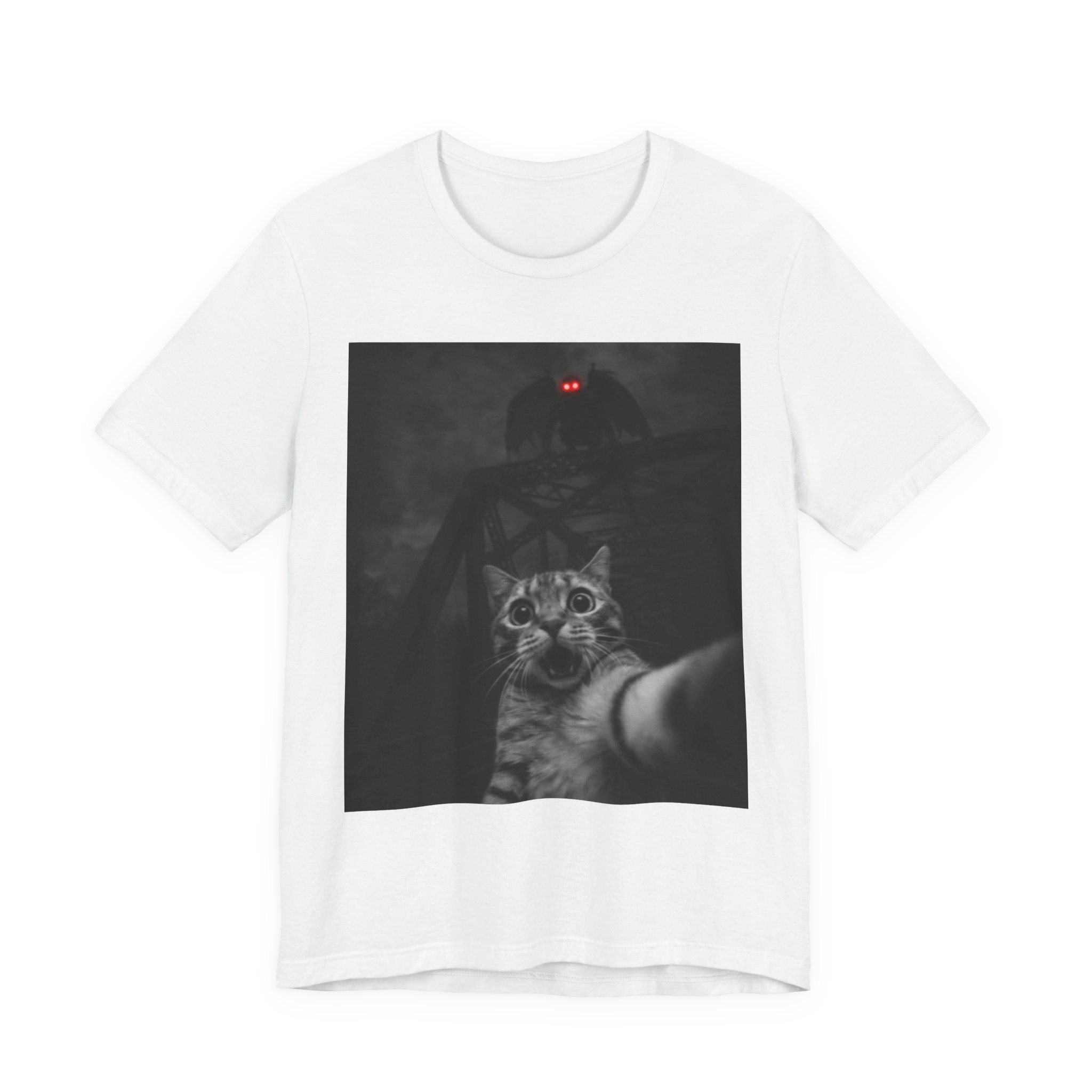Funny Cat Selfie with Mothman T-Shirt