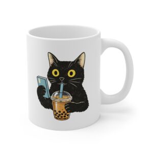 Funny Cat Drinking Bubble Tea Mug
