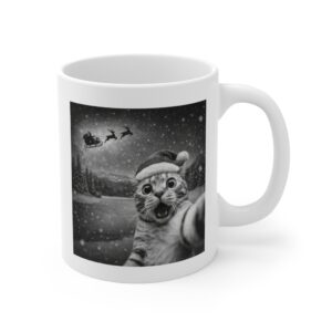 Funny Cat Selfie with Santa Claus | Christmas Mug