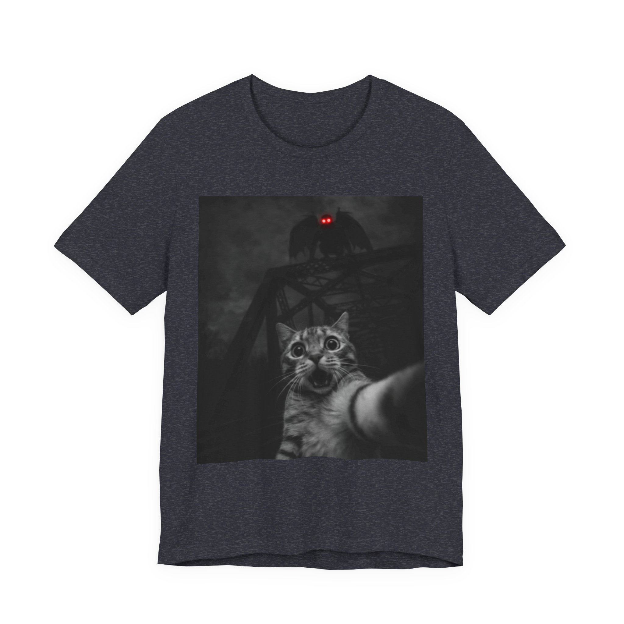Funny Cat Selfie with Mothman T-Shirt