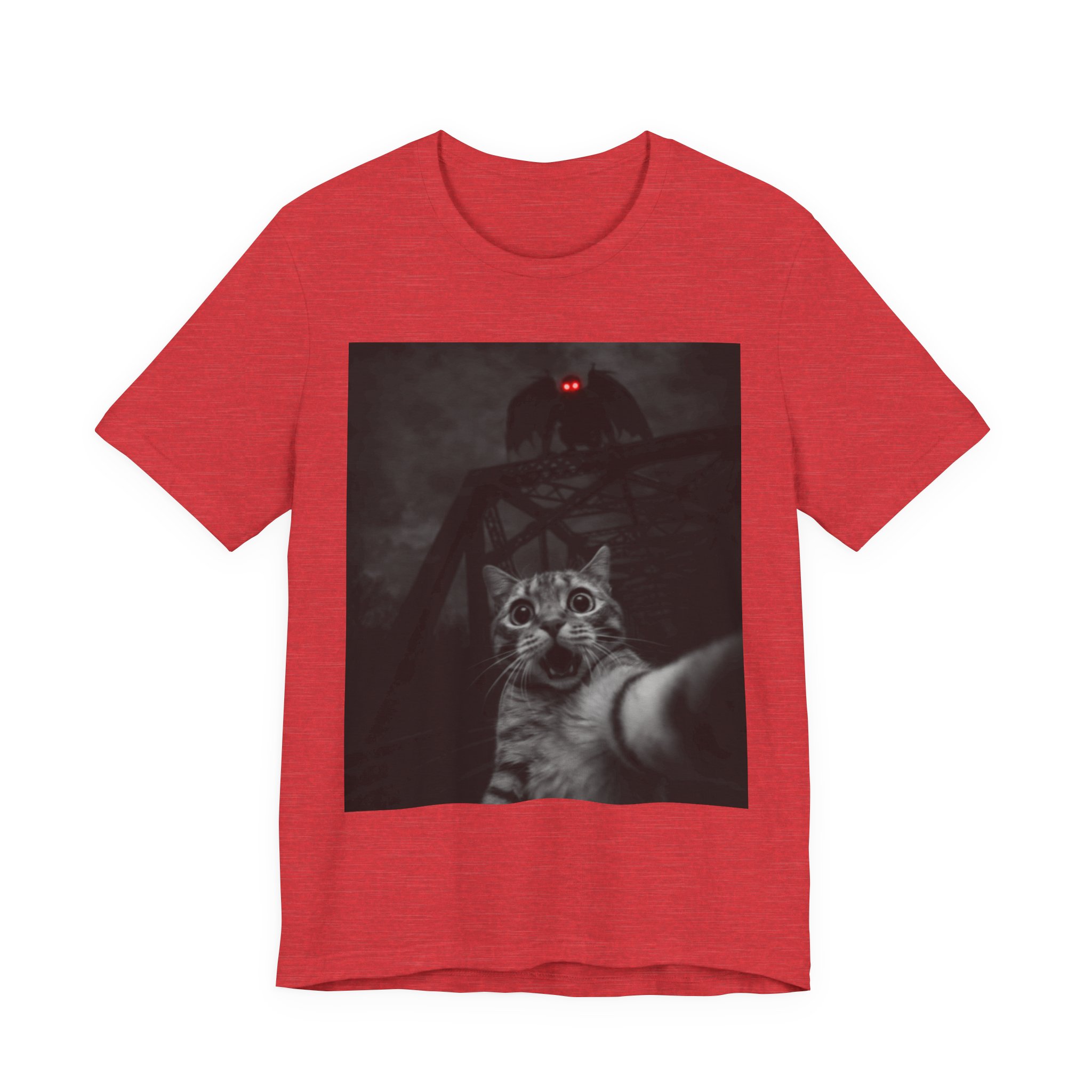 Funny Cat Selfie with Mothman T-Shirt