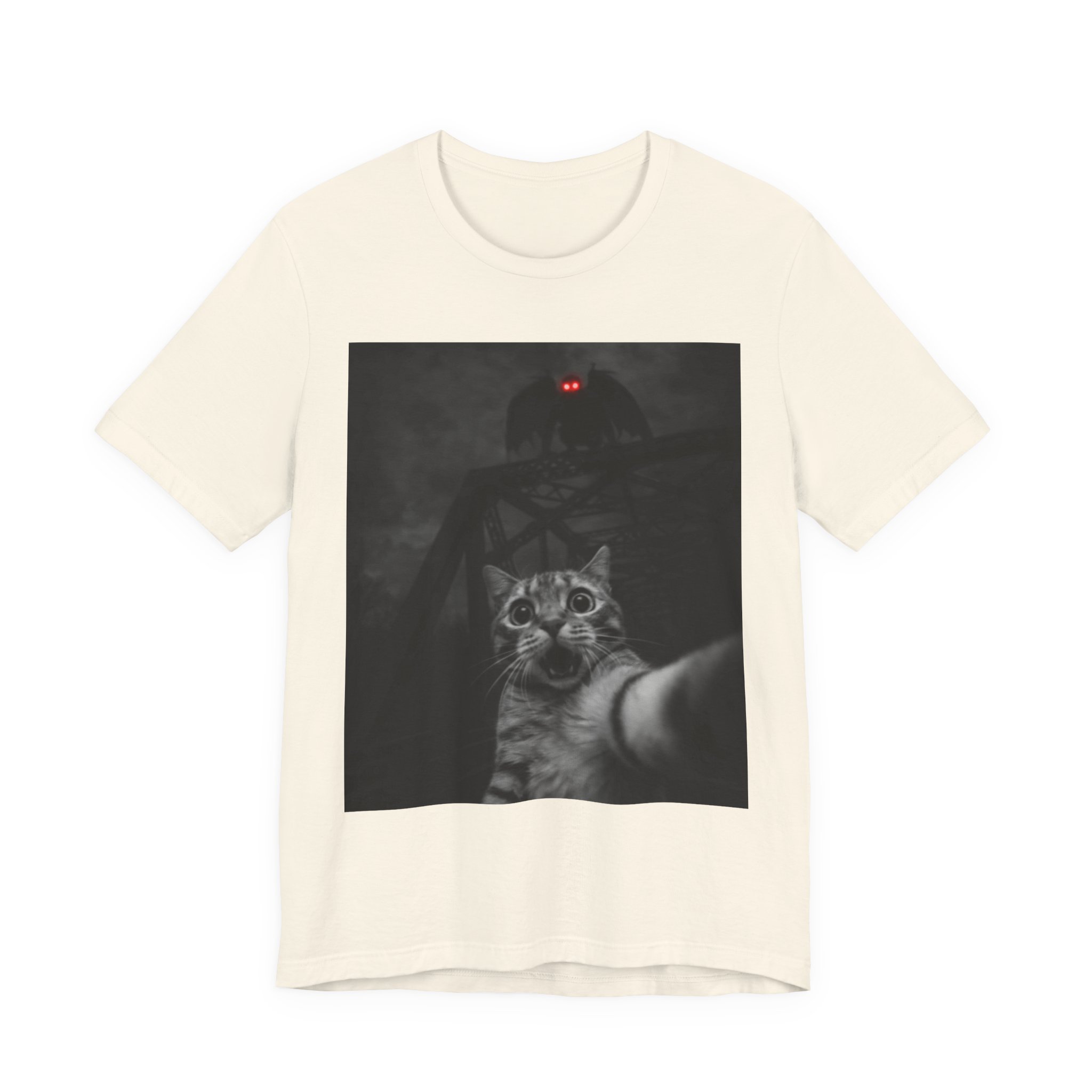 Funny Cat Selfie with Mothman T-Shirt