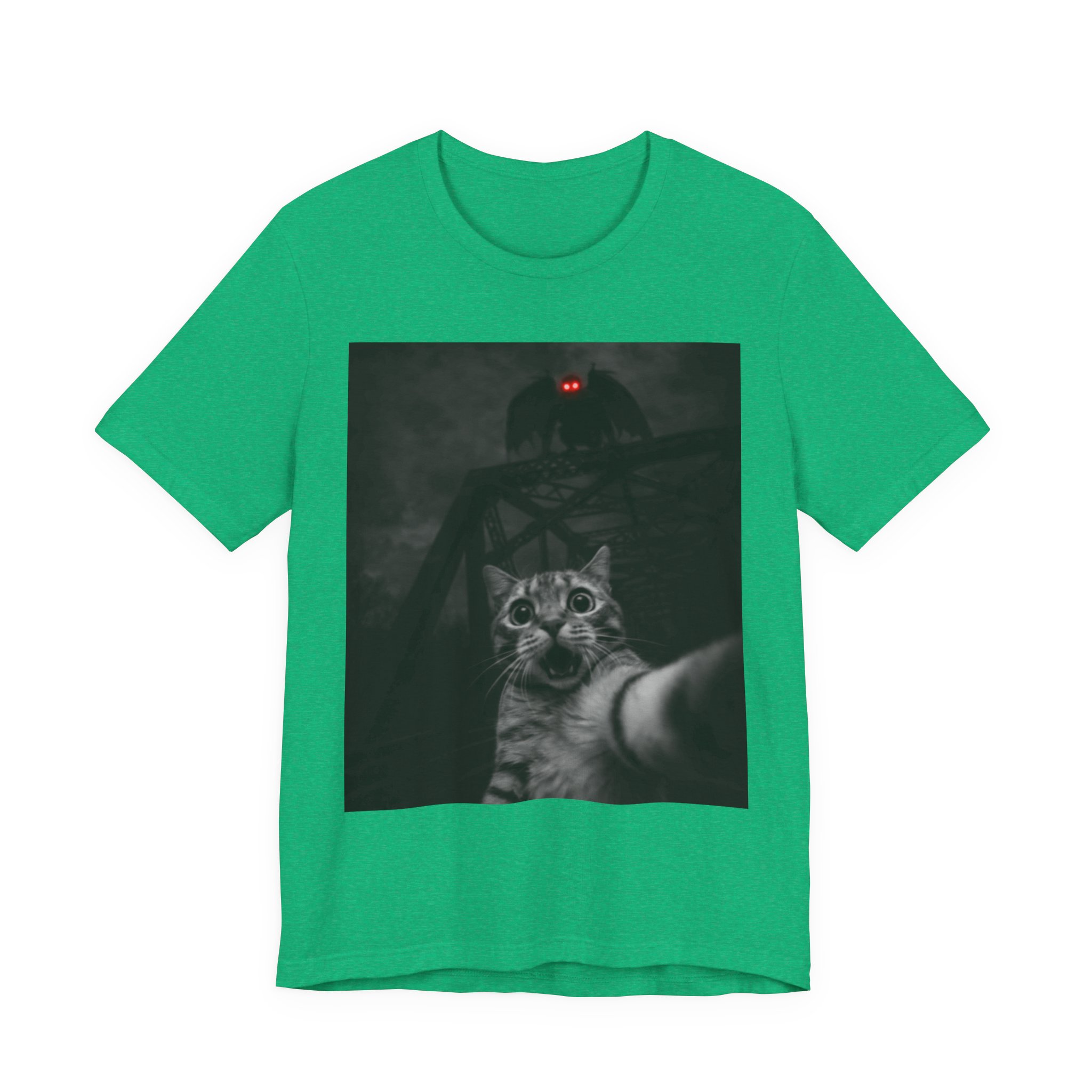 Funny Cat Selfie with Mothman T-Shirt