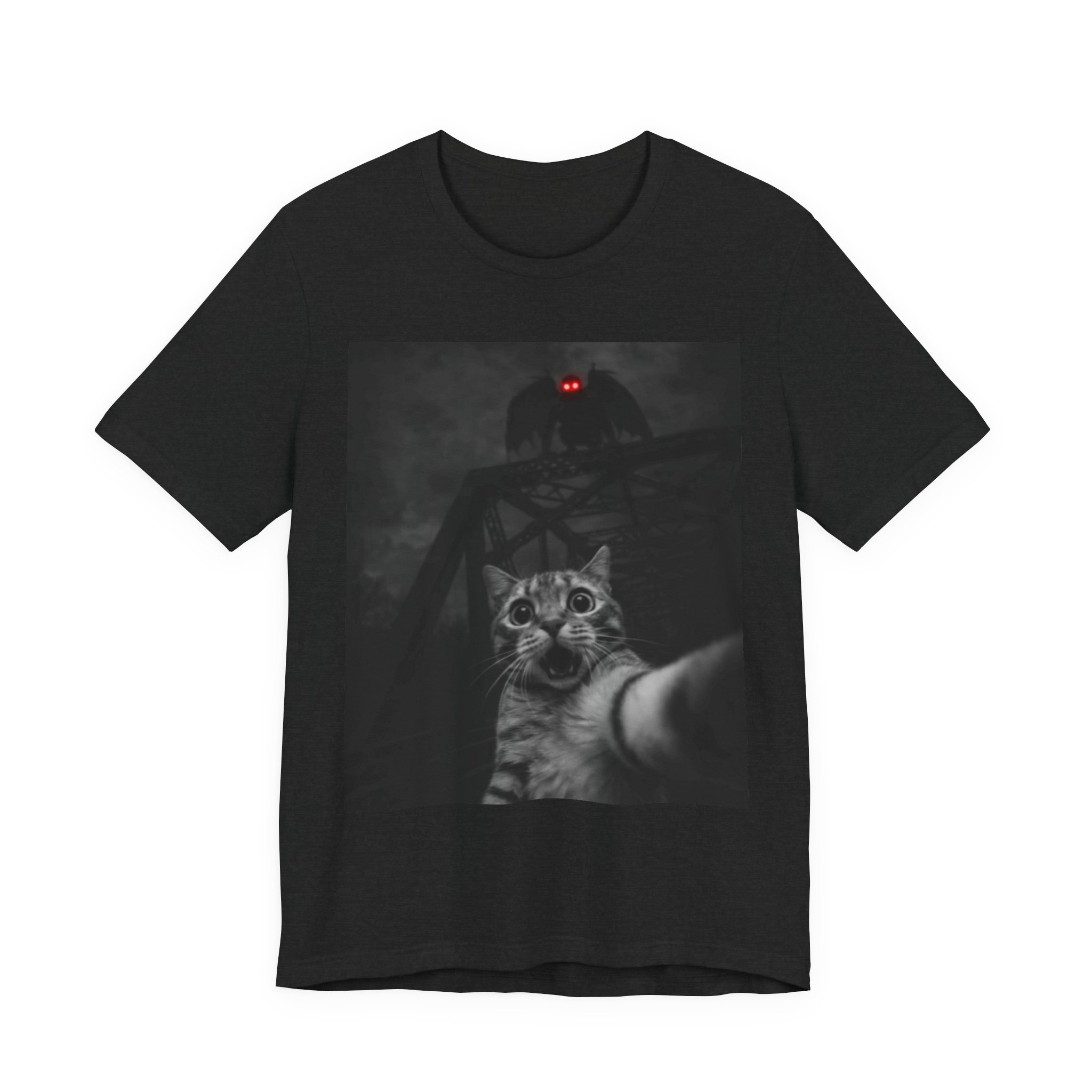 Funny Cat Selfie with Mothman T-Shirt
